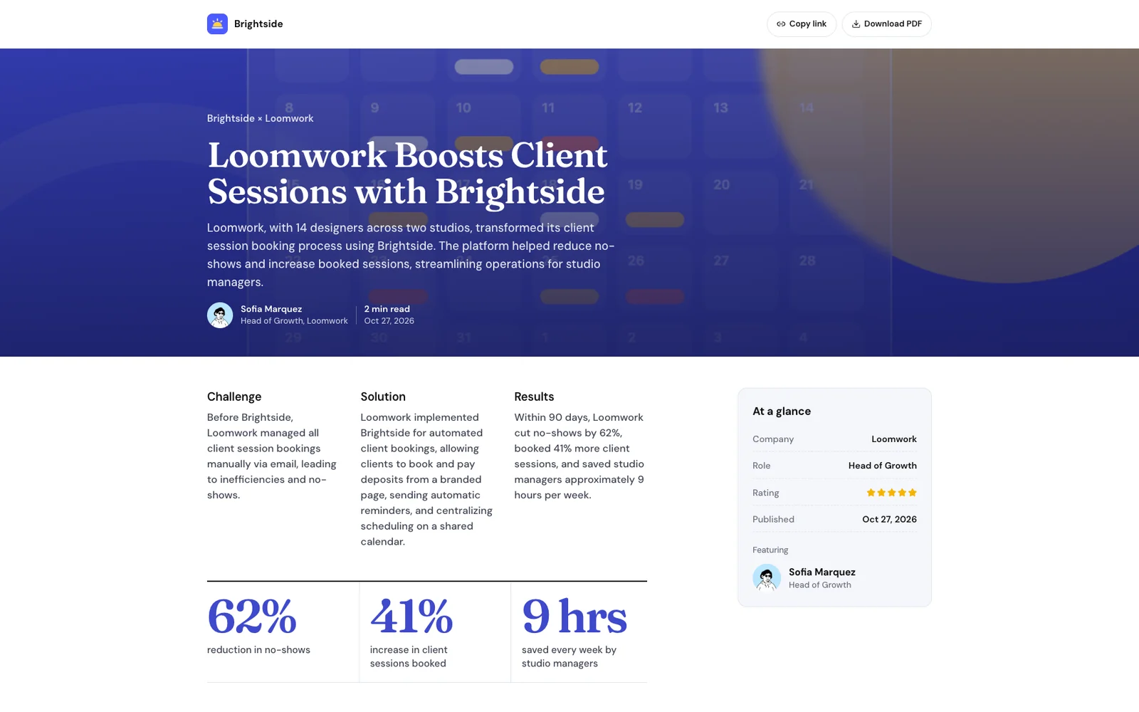 Published AI case study with At a glance results